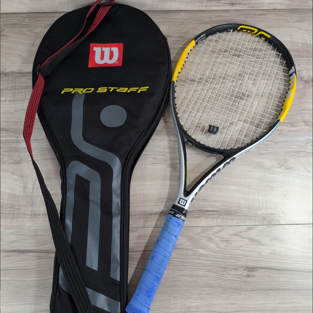 Wilson Pro Staff BLITZ Carbon Tennis Raquet 4" Grip with Cover Racket 100 Head